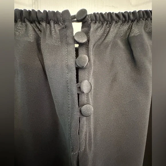 Rosamosario 100% Silk Crepe Palazzo Trousers Black Silk Palazzo Pajama Pant - Picture 9 of 14